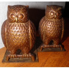 2 Vintage Mid Century Figural Brass Bronze? Metal 4.5 X 5"t OWL Bookends Ornate    173457682048